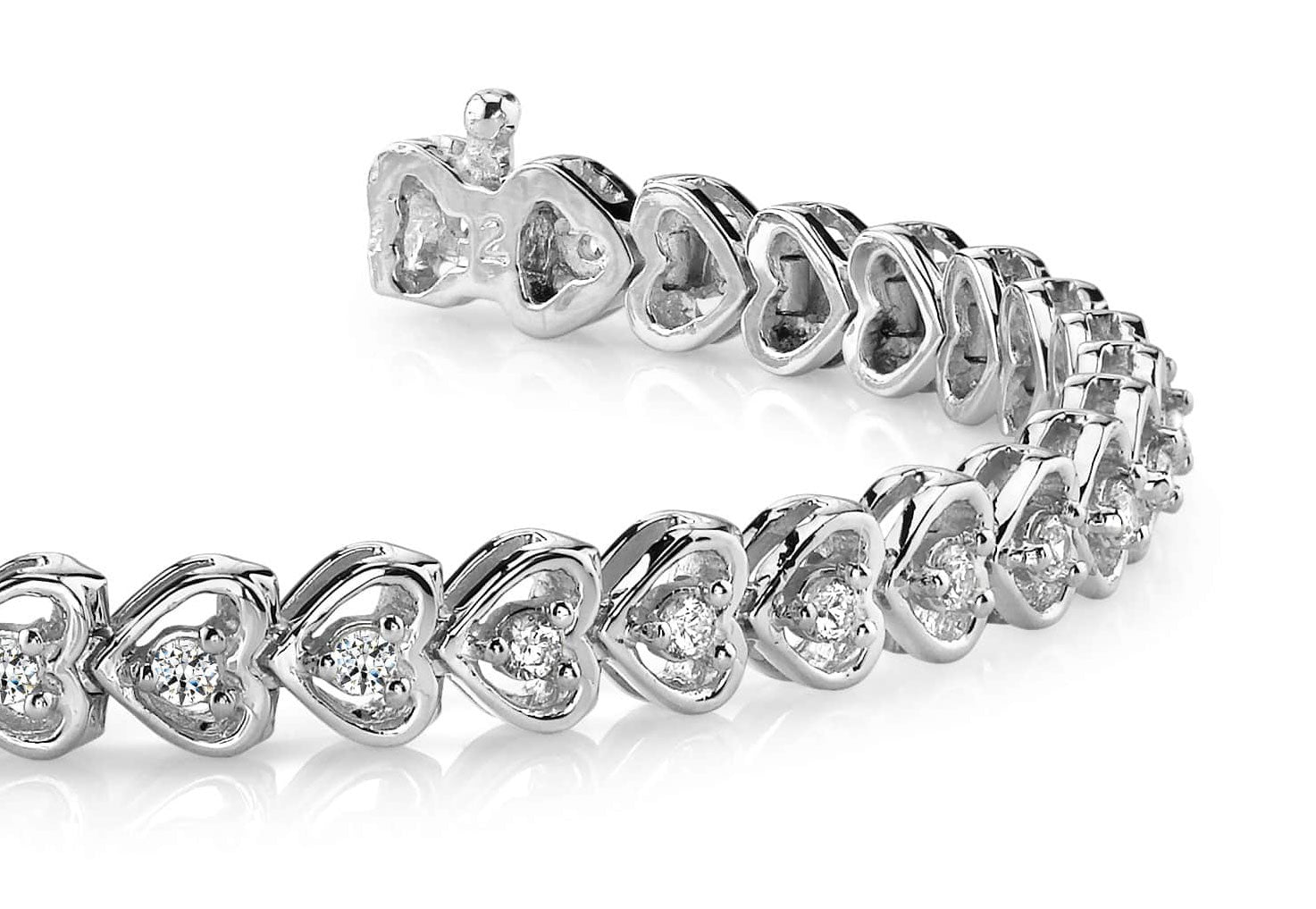 Floating Diamond Heart Diamond Bracelet with 0.82 ct.(finished) 1.5mm - Luxury Time NYC