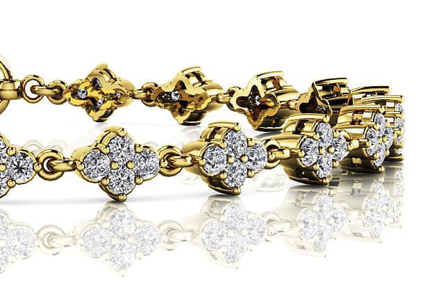 Flower Cluster Link Diamond Bracelet with 1.76 ct.(finished) 1.75mm - Luxury Time NYC