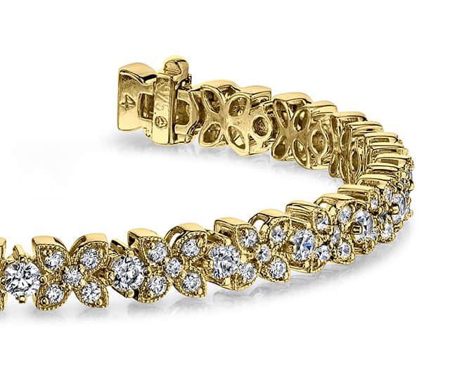 Flower Diamond Bracelet with 3.15 ct.(finished) 1.4mm, 1.5mm, 2.5mm - Luxury Time NYC