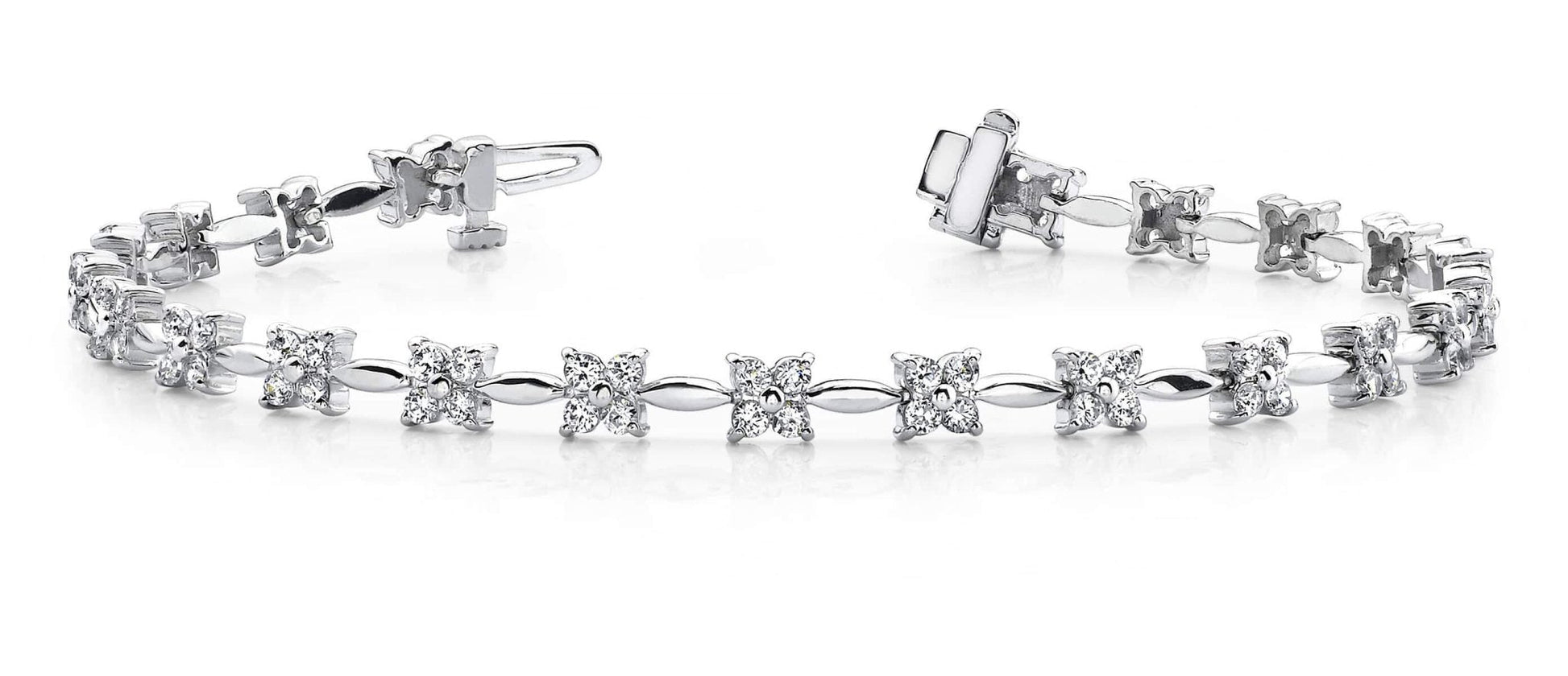 Flower Link Diamond Bracelet with 1.94 ct.(finished) 1.7mm - Luxury Time NYC