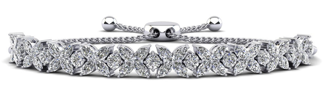 Flowers of Marquise Diamond Adjustable Diamond Bracelet with 5.26 ct.(finished) 4x2mm, 2.8mm - Luxury Time NYC