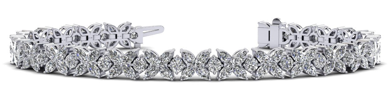 Flowers of Marquise Diamond Tennis Diamond Bracelet with 16.15 ct.(finished) 4.75x3mm, 3.4mm - Luxury Time NYC