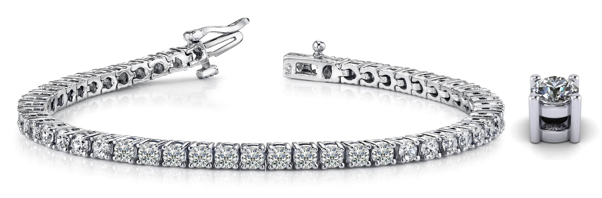 Four Prong Classic Diamond Tennis Bracelet with 6.98 ct.(finished) 3.5mm - Luxury Time NYC