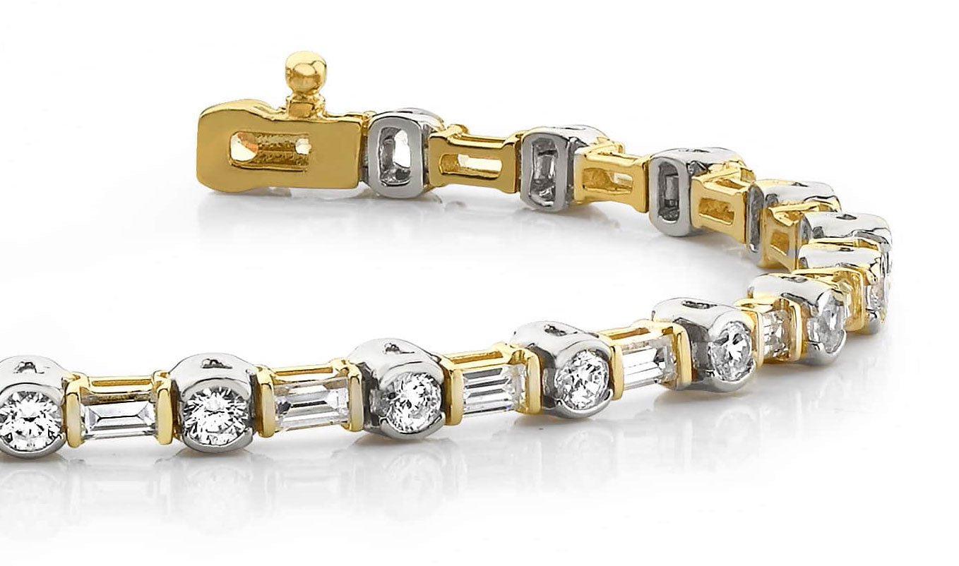 Half Bezel And Channel Set Diamond Bracelet with 2.08 ct.(finished) 2.7x1.4mm, 2mm - Luxury Time NYC