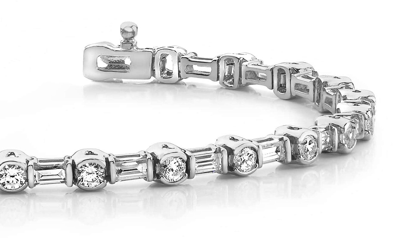 Half Bezel And Channel Set Diamond Bracelet with 2.08 ct.(finished) 2.7x1.4mm, 2mm - Luxury Time NYC