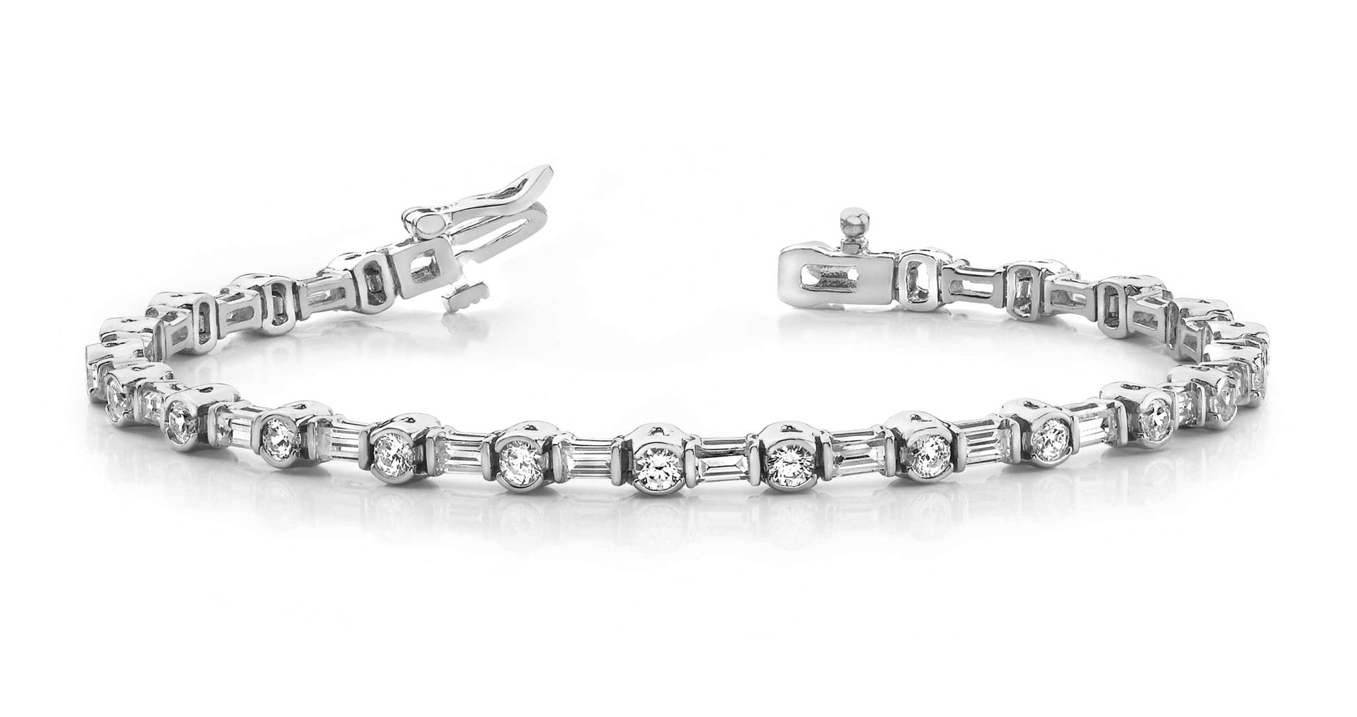 Half Bezel And Channel Set Diamond Bracelet with 2.08 ct.(finished) 2.7x1.4mm, 2mm - Luxury Time NYC