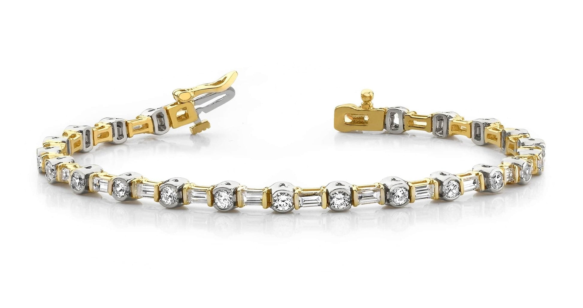 Half Bezel And Channel Set Diamond Bracelet with 4.14 ct.(finished) 3.5x2mm, 2.75mm - Luxury Time NYC