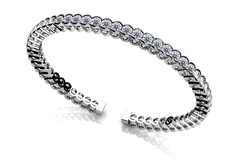 Half Bezel Set Flexible Diamond Bangle with 3.03 ct.(finished) 2.5mm - Luxury Time NYC