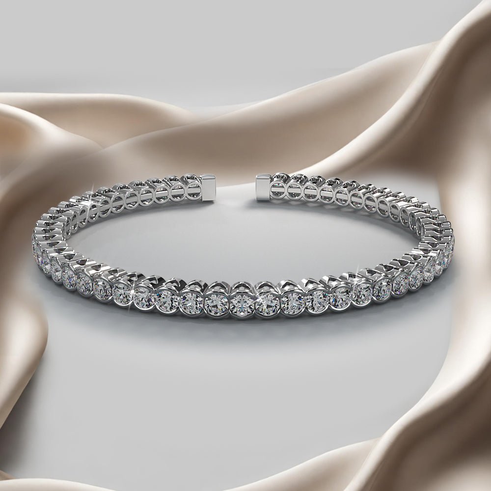 Half Bezel Set Flexible Diamond Bangle with 3.03 ct.(finished) 2.5mm - Luxury Time NYC