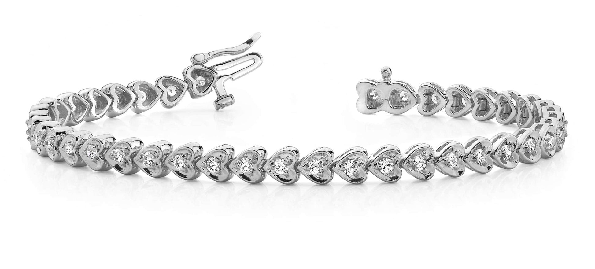 Heart Link Diamond Bracelet with 0.98 ct.(finished) 1.5mm - Luxury Time NYC