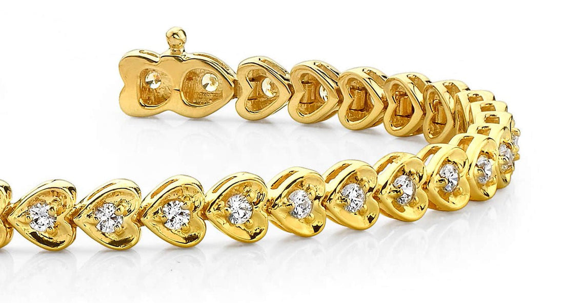 Heart Link Diamond Bracelet with 0.98 ct.(finished) 1.5mm - Luxury Time NYC