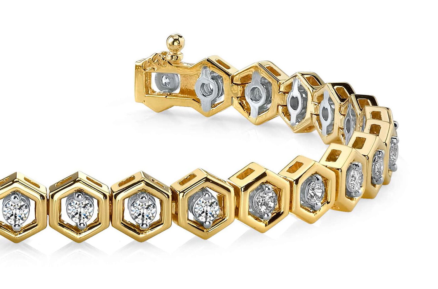 Hexagon Link Diamond Bracelet with 1.50 ct.(finished) 2.2mm - Luxury Time NYC