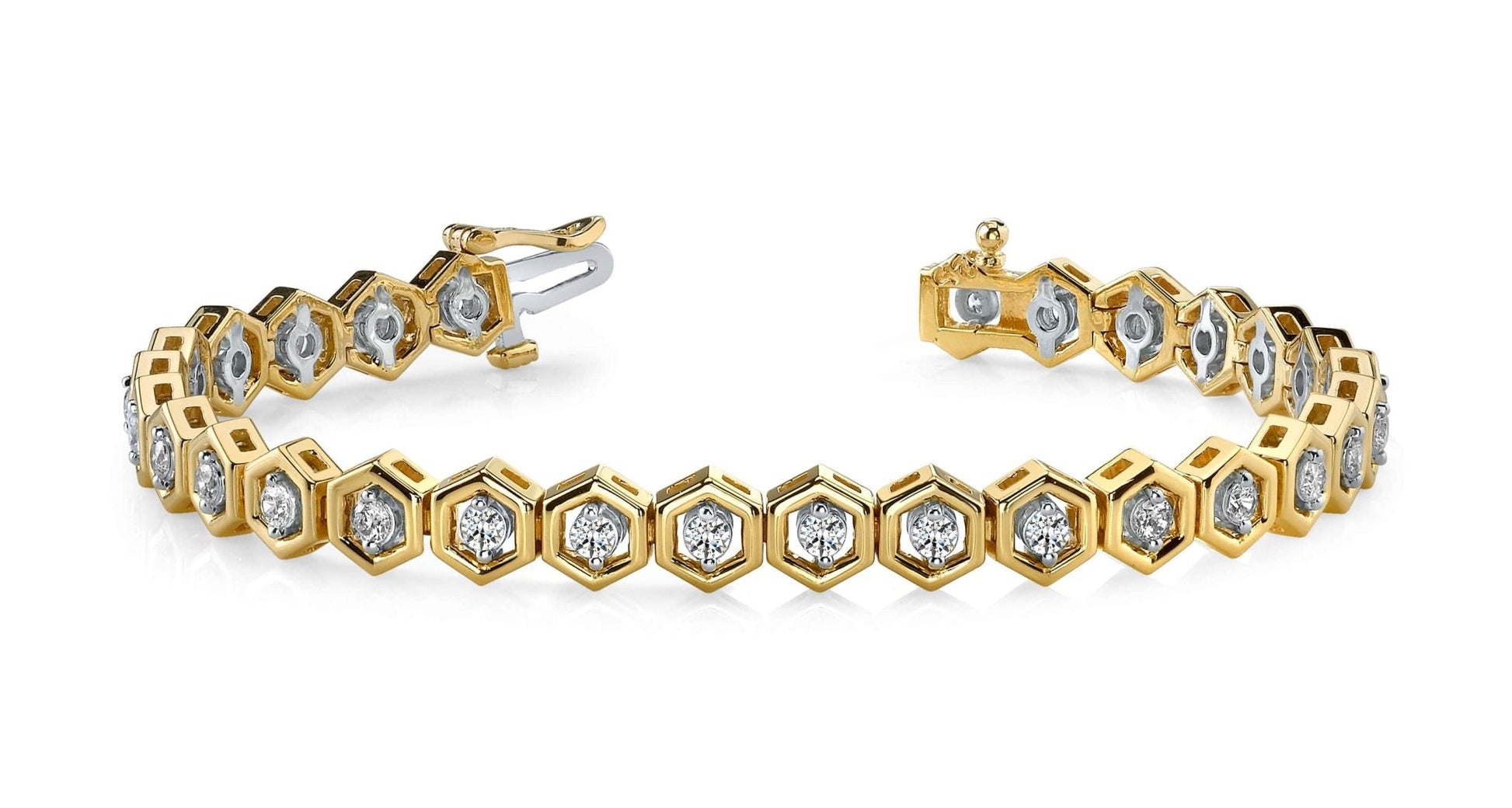 Hexagon Link Diamond Bracelet with 1.74 ct.(finished) 2.5mm - Luxury Time NYC