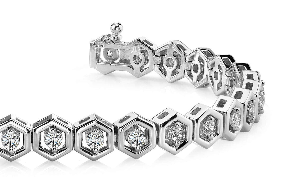 Hexagon Link Diamond Bracelet with 1.74 ct.(finished) 2.5mm - Luxury Time NYC