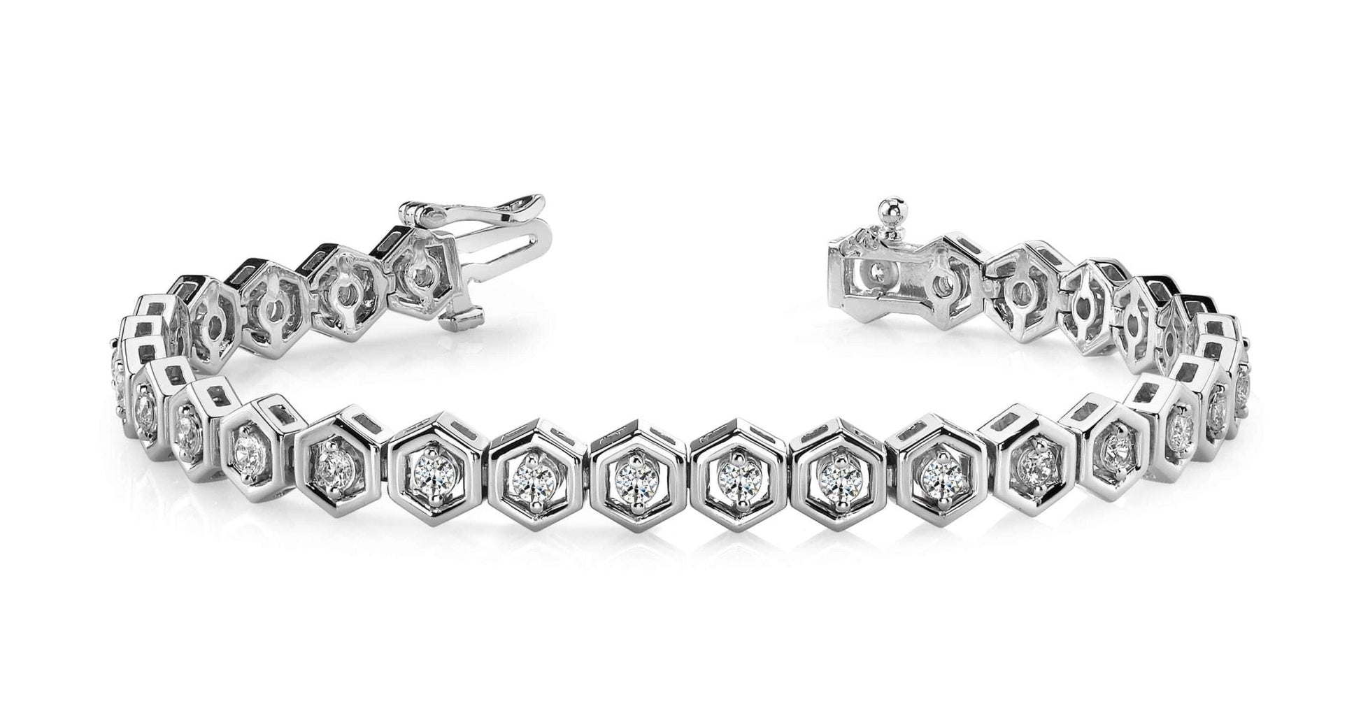 Hexagon Link Diamond Bracelet with 2.60 ct.(finished) 3mm - Luxury Time NYC