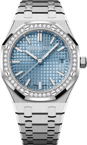 Audemars Piguet Royal Oak "50th Anniversary" Stainless Steel Light 34mm Blue Dial Diamond Bezel | 77451ST.ZZ.1361ST.01