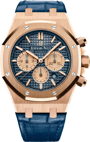 Audemars Piguet Royal Oak Chronograph Rose Gold 41mm Blue Index Blue Leather | 26331OR.OO.D315CR.01