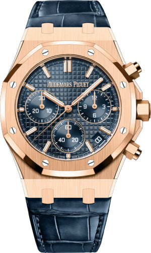 Audemars Piguet Royal Oak Chronograph Rose Gold Blue Dial 41mm Leather Strap | 26240OR.OO.D315CR.02