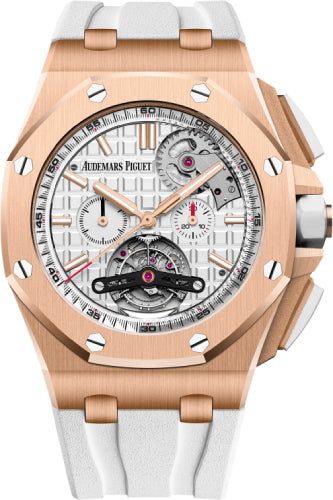 Audemars Piguet Royal Oak Offshore Tourbillon Chronograph Selfwinding 44mm Silver Index Rose Gold Rubber | 26540OR.OO.A010CA.01