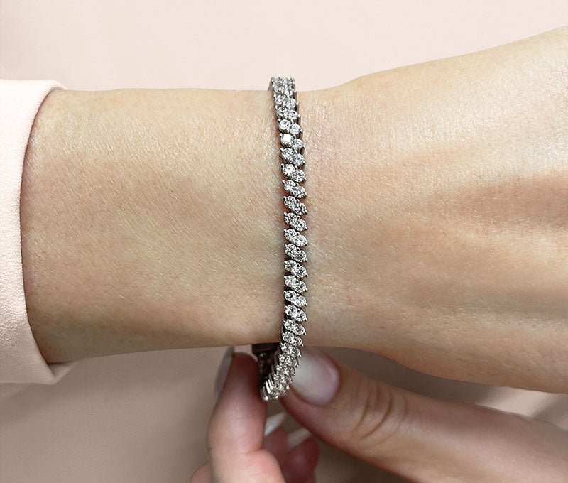 Italic Diamond Tennis Bracelet Lab - Grown Diamond with 3.96 ct.(finished) 2mm - Luxury Time NYC