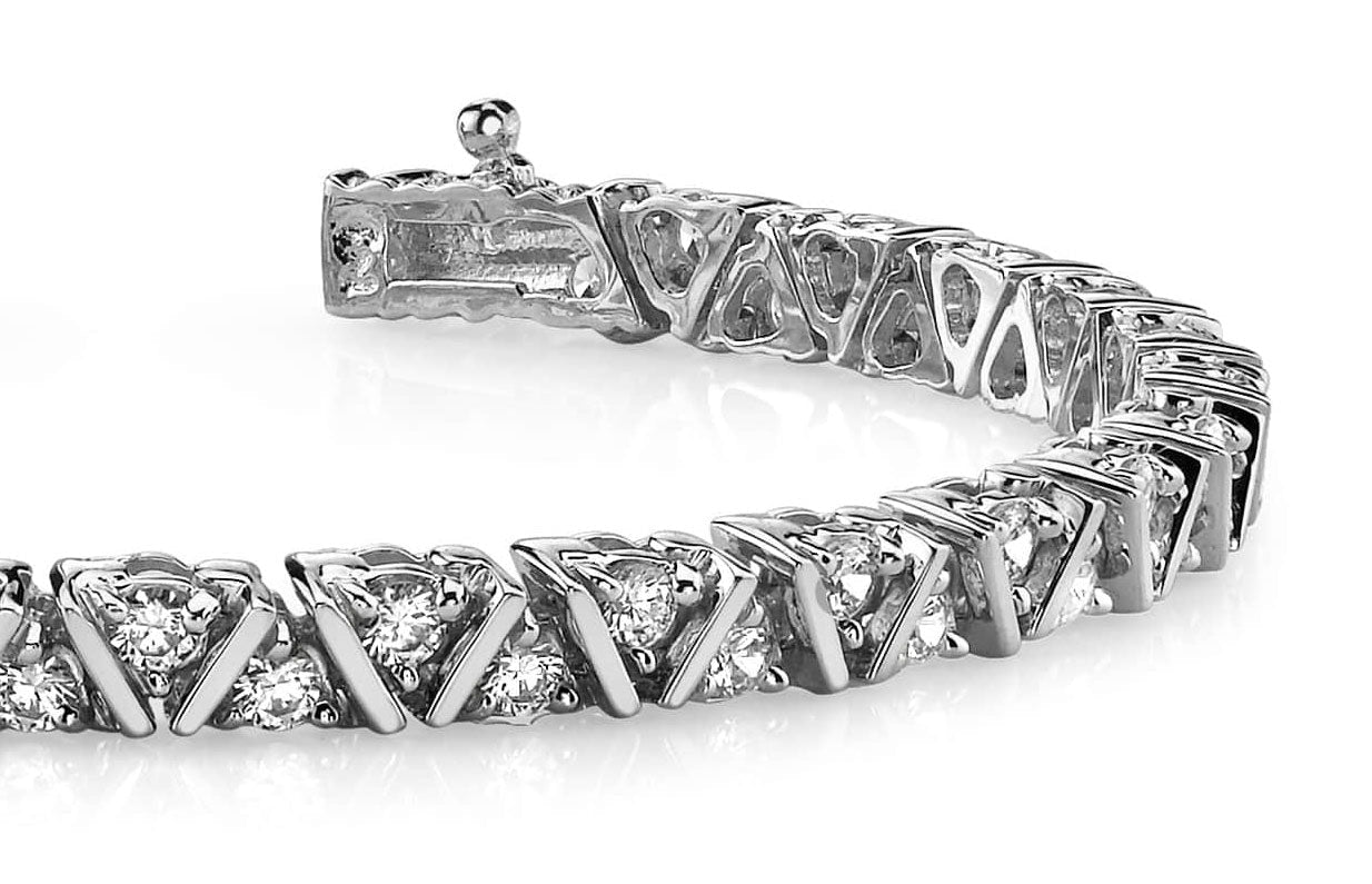 Leaning Fence Diamond Bracelet with 4.00 ct.(finished) 2.75mm - Luxury Time NYC