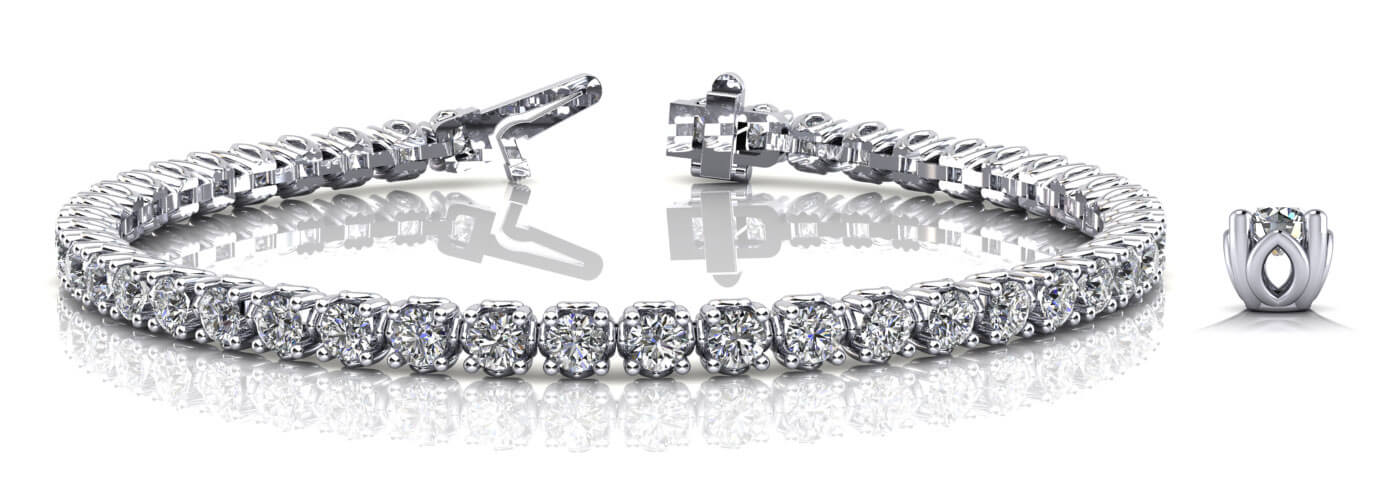 Lotus Flower Diamond Tennis Bracelet with 5.04 ct.(finished) 3mm - Luxury Time NYC