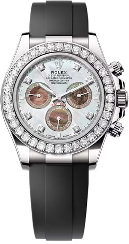 Rolex Cosmograph Daytona 40mm White Gold White MOP Diamond-Set Dial Oysterflex Bracelet Diamond-Set Bezel - 126589RBR