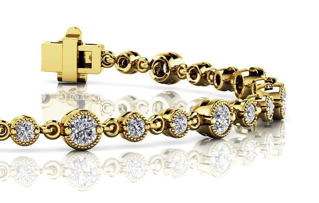 Milgrain Chain Link Diamond Bracelet with 2.05 ct.(finished) 2mm, 3mm - Luxury Time NYC