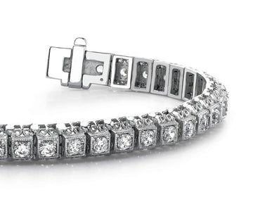 Milgrain Square Link Diamond Bracelet with 2.09 ct.(finished) 2.2mm - Luxury Time NYC