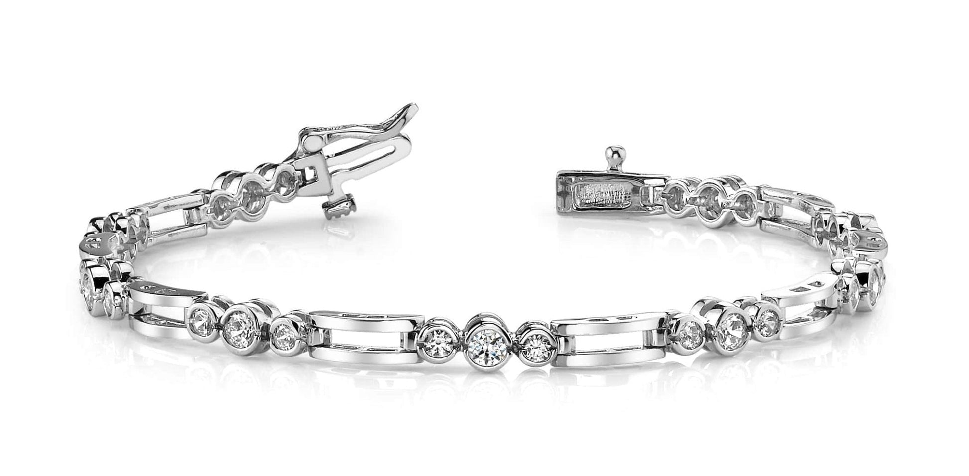 Open Link Diamond Trio Diamond Bracelet with 0.91 ct.(finished) 1.9mm, 2.5mm - Luxury Time NYC