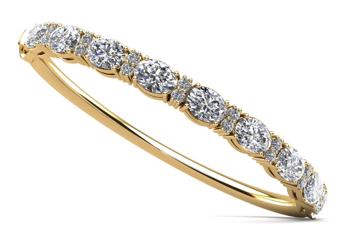 Oval and Rounds Lab - Grown Diamond Bangle with 9.53 ct.(finished) 7x5mm, 2mm - Luxury Time NYC