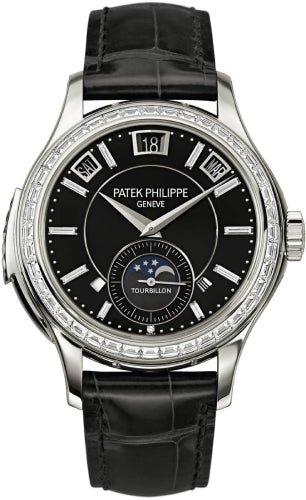 Patek Philippe Grand Complications Annual Calendar Day-Date Moon Phase 41mm Black Index Platinum Leather Manual | 5307P-001