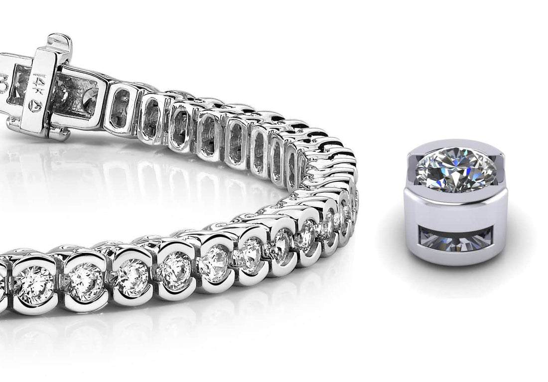 Pillow Bezel Set Diamond Tennis Bracelet with 11.70 ct.(finished) 4.25mm - Luxury Time NYC