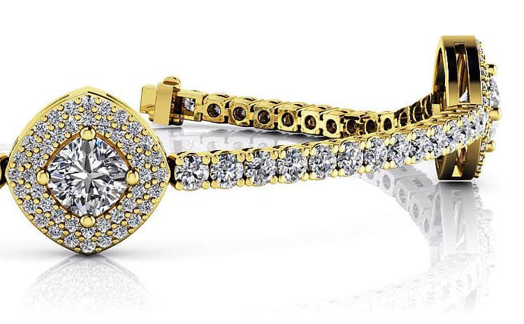 Posh Diamond Bracelet With Modern Accents Diamond with 5.65 ct.(finished) 1.1mm, 2.2mm, 5.5mm - Luxury Time NYC