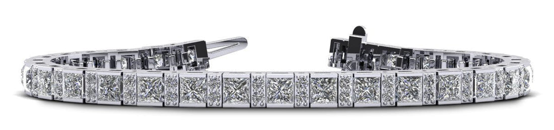 Princess and Round Diamond Tennis Bracelet Lab - Grown Diamond with 9.19 ct.(finished) 1.8mm, 3.5mm - Luxury Time NYC