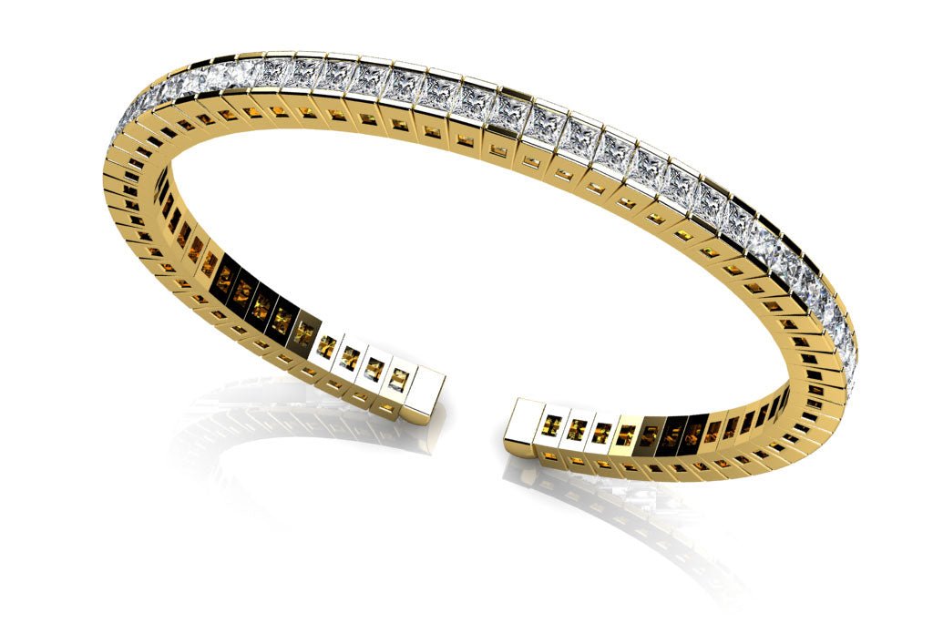 Princess Cut Flexible Diamond Bangle Bracelet with 5.97 ct.(finished) 2.5mm - Luxury Time NYC