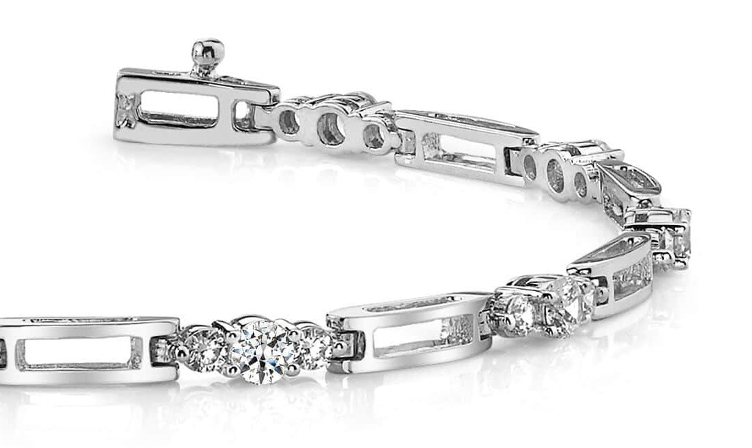 Rectangle Link Diamond Bracelet with 1.00 ct.(finished) 2.2mm, 3.2mm - Luxury Time NYC