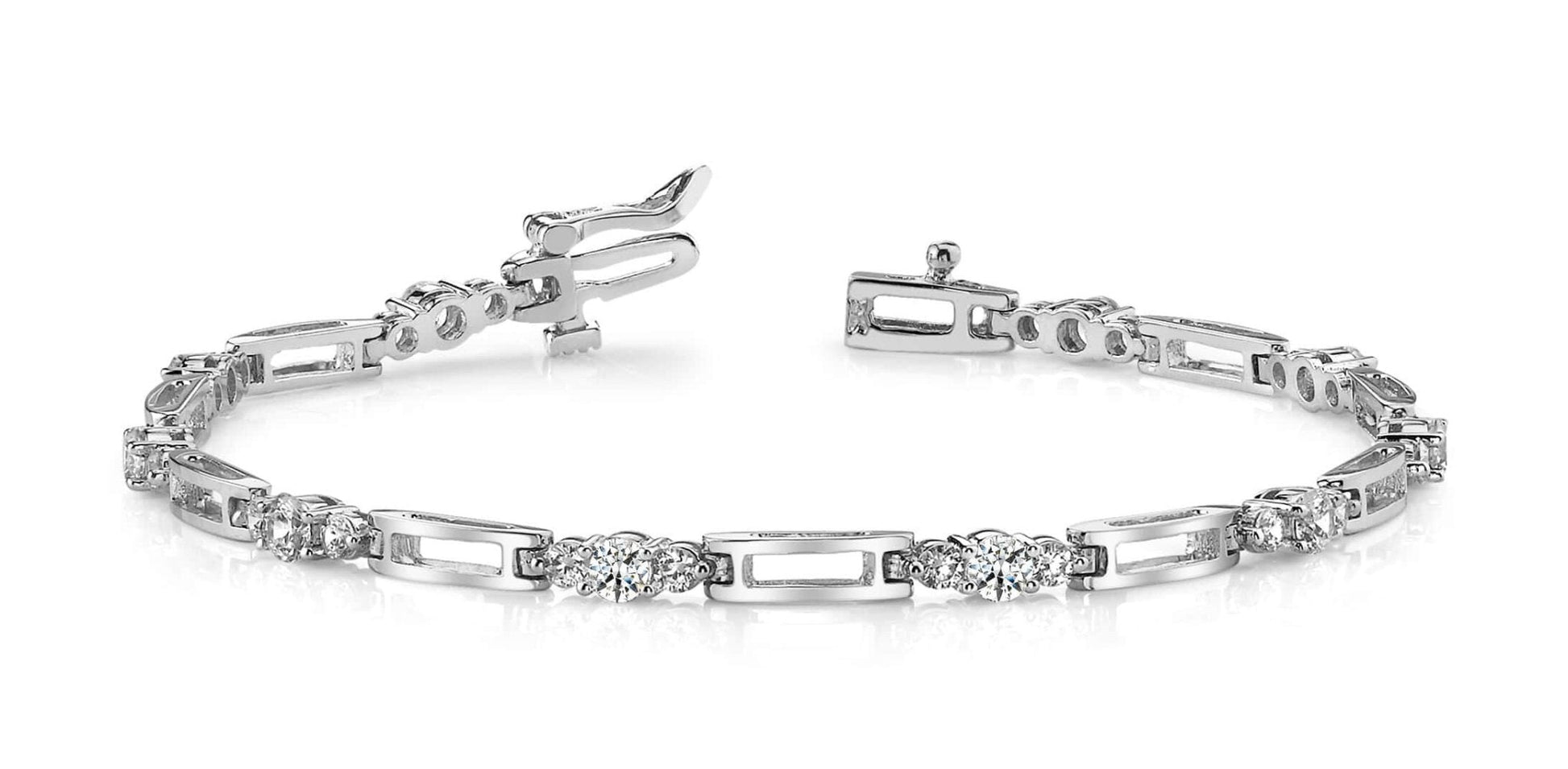 Rectangle Link Diamond Bracelet with 1.20 ct.(finished) 2.2mm, 3.2mm - Luxury Time NYC