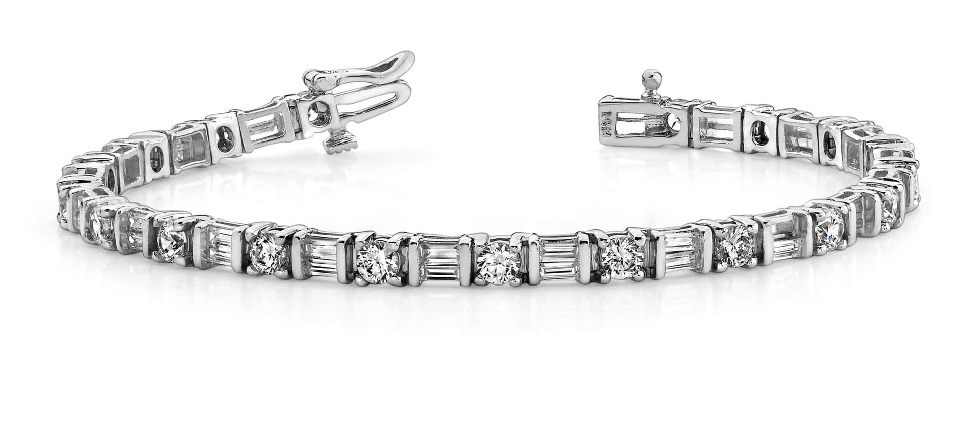 Round And Baguette Diamond Bracelet with 5.51 ct.(finished) 3.5x1.5mm, 3.5mm - Luxury Time NYC