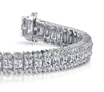 Round And Princess Diamond Bracelet with 10.58 ct.(finished) 1.6mm, 2.8mm - Luxury Time NYC