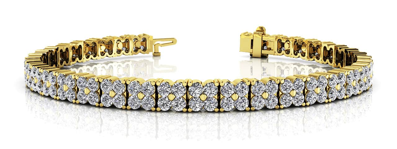 Round Diamond Blossom Tennis Diamond Bracelet with 2.58 ct.(finished) 1.5mm - Luxury Time NYC