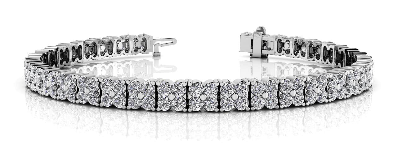 Round Diamond Blossom Tennis Diamond Bracelet with 4.88 ct.(finished) 2mm - Luxury Time NYC