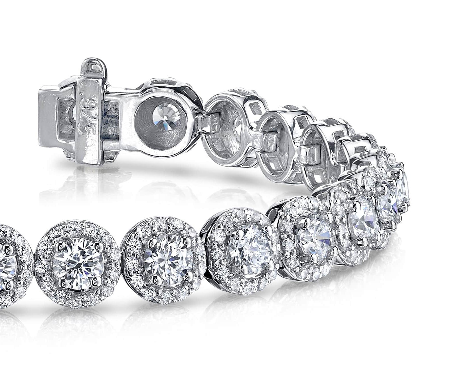 Round Halo Diamond Bracelet with 9.20 ct.(finished) 1.2mm, 4mm - Luxury Time NYC