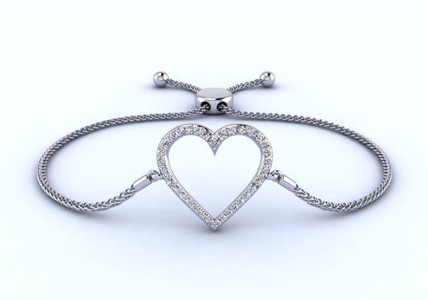 Shimmering Heart Adjustable Diamond Bracelet with 0.31 ct.(finished) - Luxury Time NYC