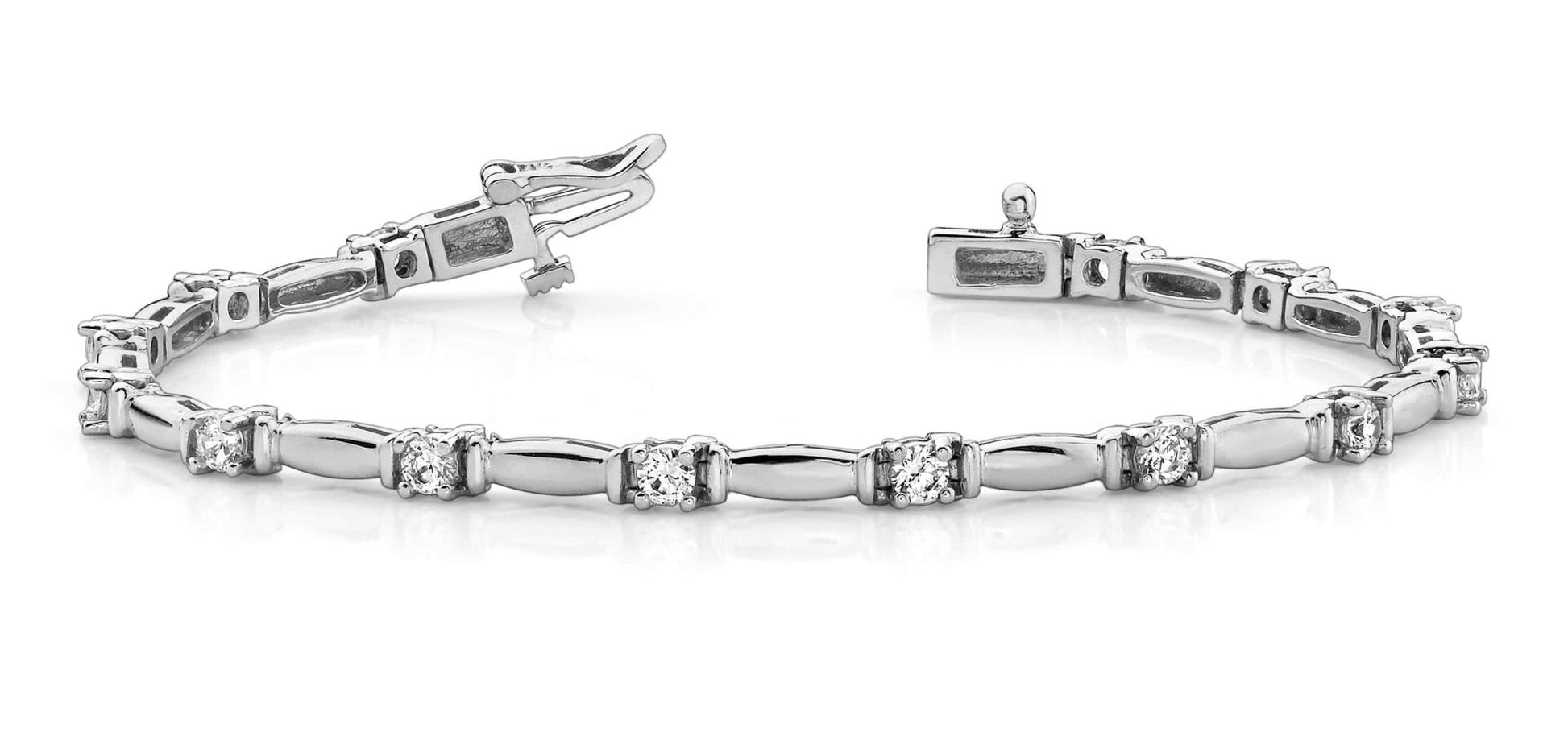 Shiny Column Link Diamond Bracelet with 1.01 ct.(finished) 2.75mm - Luxury Time NYC