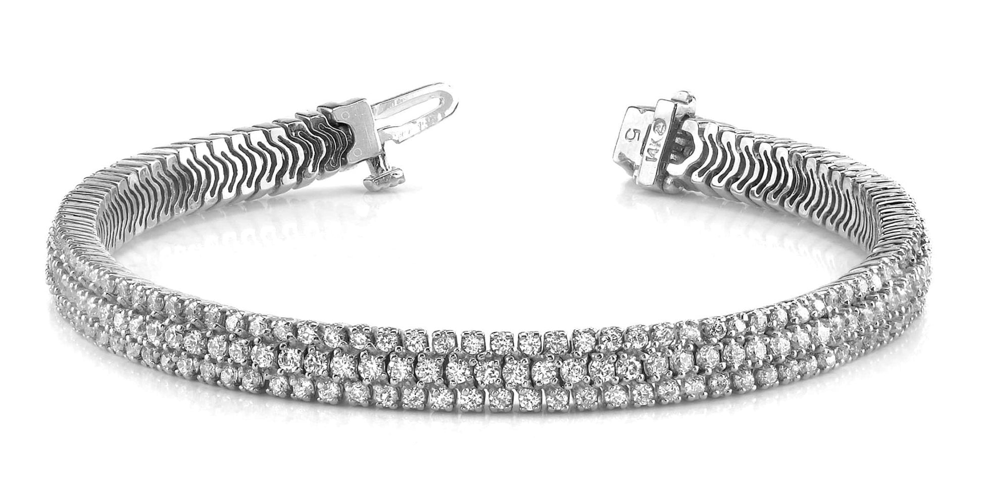 Showstopper Triple Row Diamond Bracelet with 4.54 ct.(finished) 1.5mm, 1.8mm - Luxury Time NYC