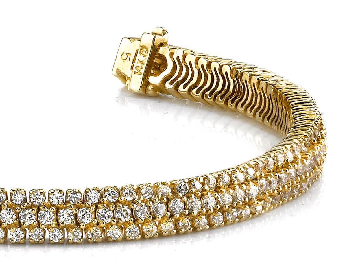 Showstopper Triple Row Diamond Bracelet with 4.54 ct.(finished) 1.5mm, 1.8mm - Luxury Time NYC