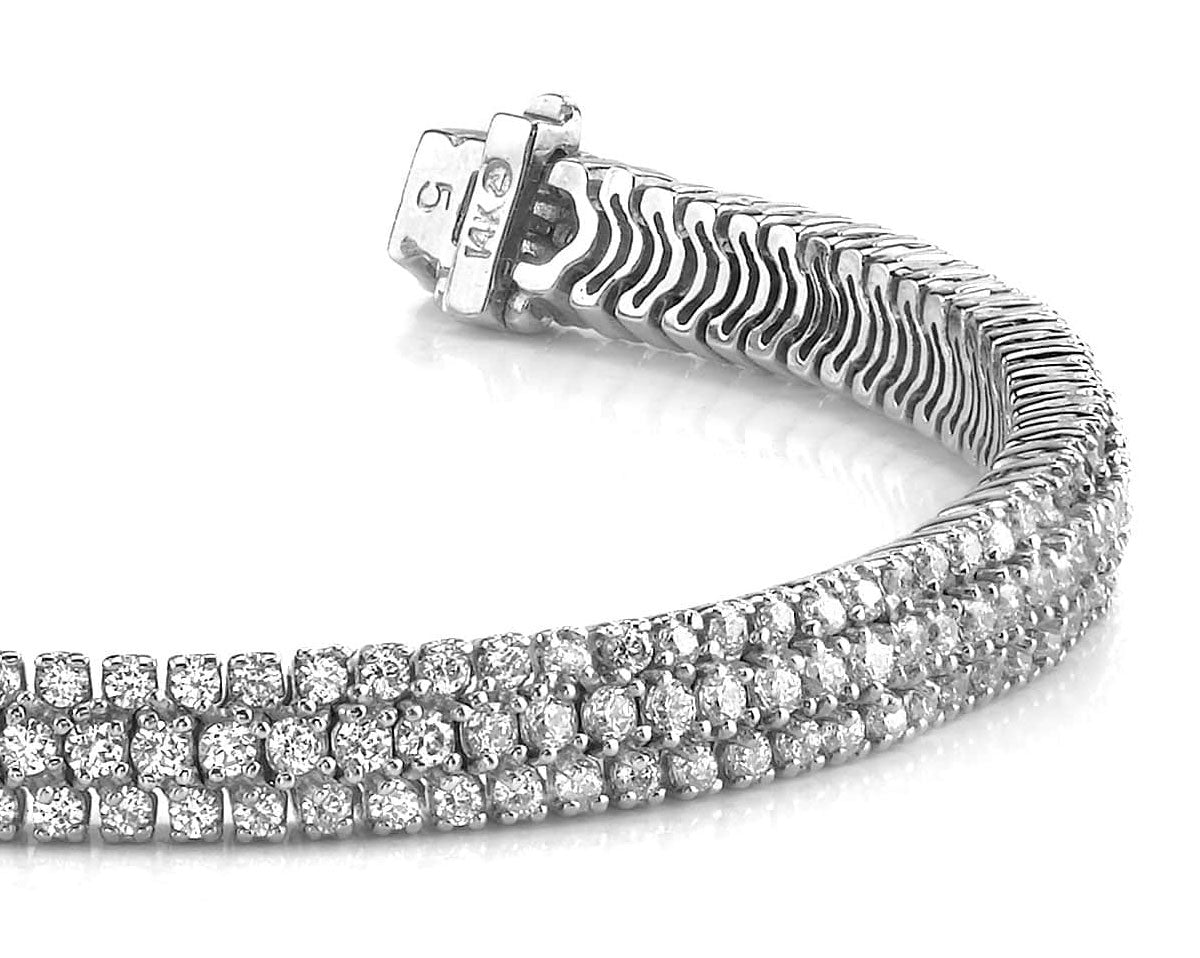 Showstopper Triple Row Diamond Bracelet with 4.54 ct.(finished) 1.5mm, 1.8mm - Luxury Time NYC