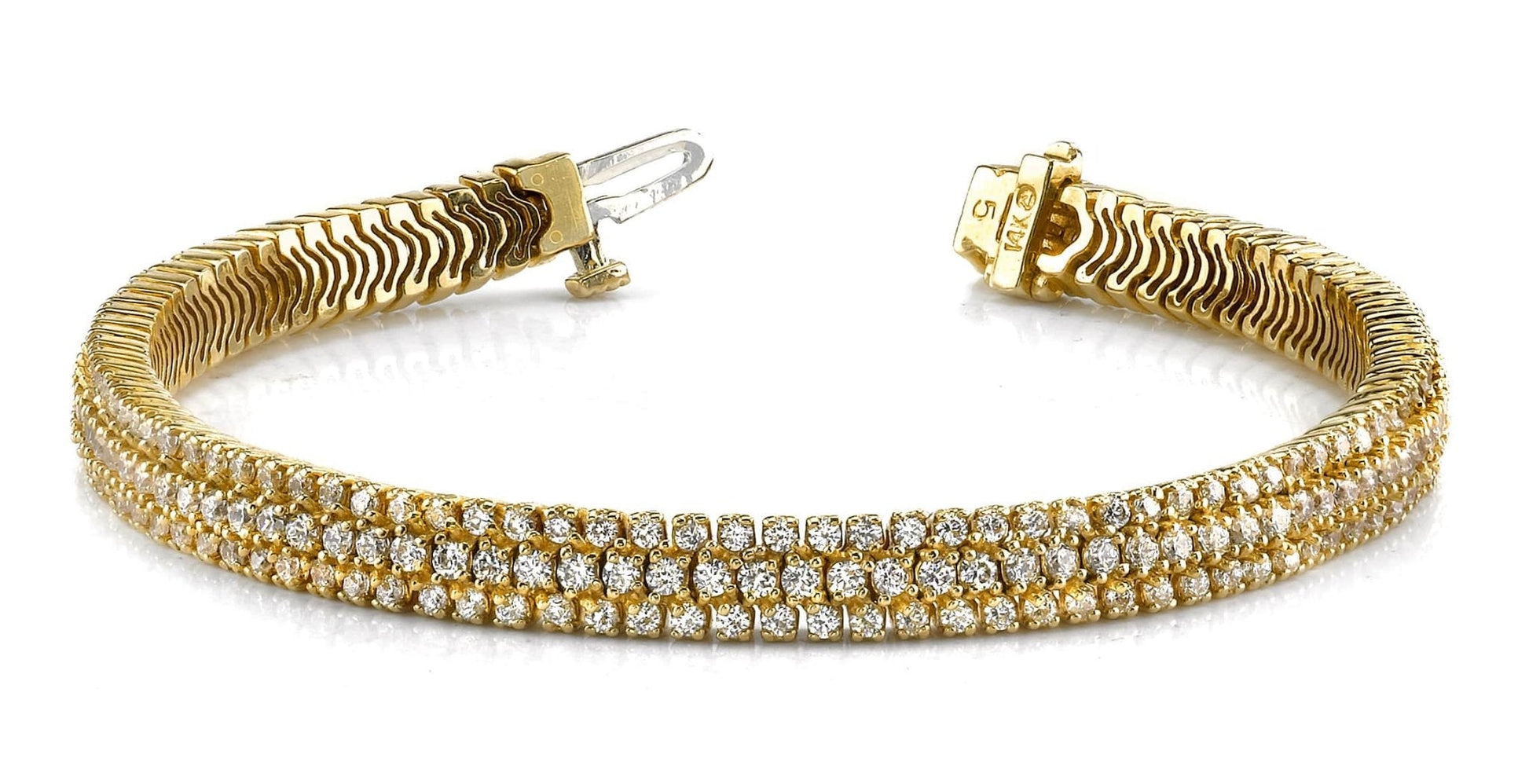 Showstopper Triple Row Diamond Bracelet with 5.07 ct.(finished) 1.5mm, 1.7mm - Luxury Time NYC