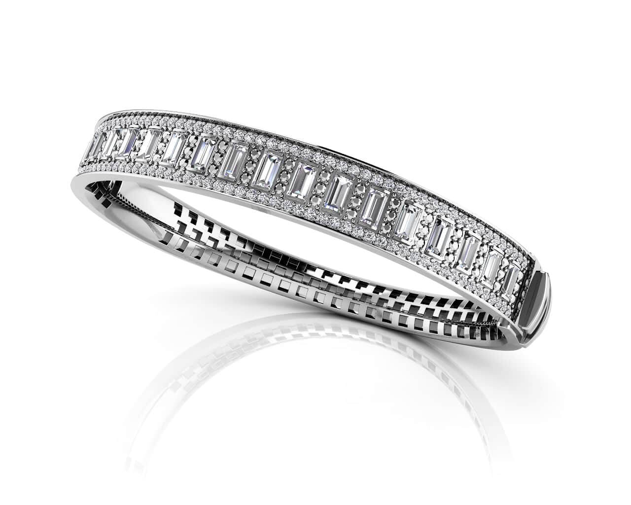 Sleek And Stylish Baguette Bangle Diamond with 4.30 ct.(finished) 4x2mm, 1.1mm - Luxury Time NYC